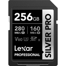 Lexar Sılver Pro Sd Kart 256 Gb, Uhs-Iı Sd Bellek Kartı, V60, U3, C10, 280 Mb/s'ye Kadar Okuma, 160 Mb/s Yazma, Dslr/kamera/fotoğrafçılar/videografçılar/meraklılar Için Sdxc Kart (LSDSIPR256G-BNNAA)