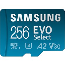 Samsung Evo Select (2024) Microsd Kart + Sd Adaptörü, 256 Gb, Akıllı Telefon ve Tablet Için Hafıza Kartı, Uhs-I U3, 4K Uhd, Full Hd, 160 Mb/s Okuma, MB-ME256SA/EU