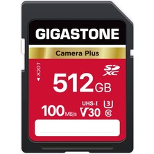 Gigastone Gıgastone 512GB Sdxc Hafıza Kartı, Camera Plus, 100 Mb/s'ye Kadar, Canon Olympus Dijital Kameralar Için, 4K UHD Video Kayıtları Uhs-I U3 V30 Class 10 Mini Çantayla