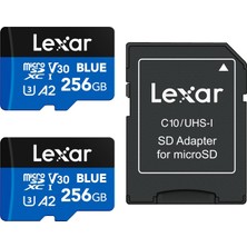 Lexar Blue Microsd Kart 256GB 2'li Paket, 160 Mb/s'ye Kadar, Microsdxc Uhs-I