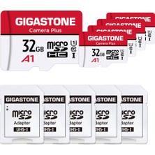 Gigastone Gıgastone 32GB Microsdhc Hafıza Kartı Paketi 5 + Sd Adaptör, Camera Plus, 90 Mb/s'ye Kadar, Aksiyon Kamerası Drone Için, Tablet, Full Hd Video Kaydı, A1 U1 Sınıf 10 Microsd Kart Uhs-I