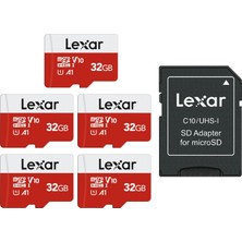 Lexar Microsd Kart 32GB 5'li Paket, Adaptörlü, 100MB/S'YE Kadar