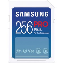 Samsung Pro Plus Sd Kart, 256 Gb, Uhs-I U3, Full Hd ve 4K Uhd, 180 Mb/s Okuma, 130 Mb/s Yazma, Slr Kameralar ve Sistem Kameraları Için Hafıza Kartı, MB-SD256S/EU