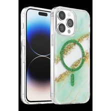 Drop Tedarik Onegif Apple Iphone 14 Pro Max Lotus Simli Magsafe Kapak - Yeşil