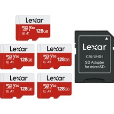 Lexar Microsd Kart 128GB 5'li Paket, Adaptörlü, 100MB/S'YE Kadar
