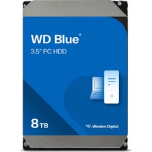 Western Digital Wd Blue 8tb 3,5" (Dahili Hdd, 215MB/S Okuma, Pc Sabit Sürücü, Yüksek Güvenilirlik, Sata 6gbps Arayüzü, 256MB Önbellek, Cmr, 5640RPM) Mavi