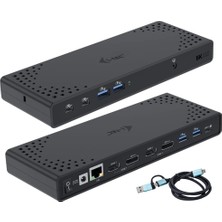 I-Tec USB 3.0 / Usb-C/thunderbolt 3 Çift Ekranlı Docking Station Gen2, 100W Güç Kaynağıyla