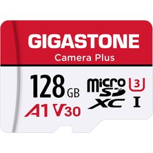Gigastone Camera Plus 128 GB Microsdxc Hafıza Kartı + Sd Adaptörü, Aksiyon Kamerası Drone ve Tablet Için, 100 Mb/s'ye Kadar Okuma Hızı, Full Hd Video Kaydı, A1 U3 Sınıf 10 Microsd Kart Uhs-I