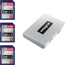 İntegral Integral Entegre 64 GB 3'lü Paket Sd Kart 4K Ultra Hd Video Yüksek Hızlı Sdxc V30 Uhs-I U3 Sınıf 10 Bellek Kartı, 100 Mb/s'ye Kadar, Renk Değişebilir