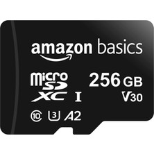 Amazon Basics Tam Boyut Adaptörlü Amazon Basics Microsdxc Hafıza Kartı A2 U3 100 Mb/sn'ye Kadar Okuma Hızı 256 GB Siyah