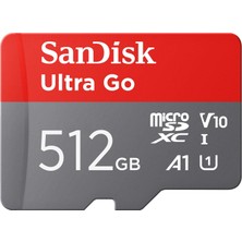 Sandisk 512 GB Ultra Go Micro Sdxc Hafıza Kartı + Sd Adaptörü (Android Akıllı Telefonlar ve Tabletler Için, 150 Mb/s'ye Kadar Okuma Hızı) A1, Full Hd Video, Uhs-I, Class 10, U1, Amazon Için