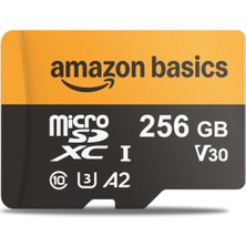 Amazon Basics 256 GB Microsdxc Kart, Adaptörlü, 200 Mb/s'ye Kadar Okuma Hızı, 1'li Paket
