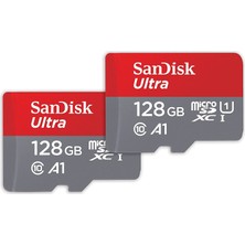 Sandisk Ultra Microsdxc Uhs-I Hafıza Kartı 128 GB + Sd Adaptör 2'li Paket (Akıllı Telefonlar ve Tabletler Için, A1, Sınıf 10, U1, Full Hd Videolar, 140 Mb/s'ye Kadar Okuma Hızı) 10 Yıl Garanti