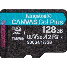 Kingston Canvas Go Plus Microsdxc Hafıza Kartı Gen4 200MB/S A2 U3 V30 128GB Tek Paket, ADP-SDCG4/128GBSP Olmadan
