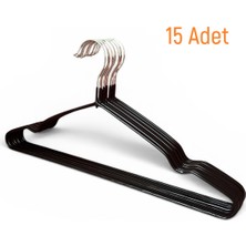 Ezmk Ev Gereçleri Siyah Kaydırmaz Silikon Kaplı, Metal Elbise Askısı, Pantolon Askısı, 40 Cm, 15 Adet