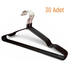 Ezmk Ev Gereçleri Siyah Kaydırmaz Silikon Kaplı, Metal Elbise Askısı, Pantolon Askısı, 40 Cm, 30 Adet