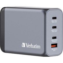 Verbatim Gan Şarj Cihazı 240 W, 4 Bağlantı Noktalı Usb-C Şarj Cihazı, 3 x Usb-C ve 1 x Usb-A'lı Güç Adaptörü, Çoklu Fişli Hızlı Şarj Cihazı, Apple Macbook, Dizüstü Bilgisayar, Ipad, Iphone, Samsung ve