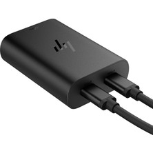 Hp 65W Gan Usb‑c Dizüstü Bilgisayar Şarj Cihazı – Kompakt, Hızlı Şarj Işlevi, 2 Usb‑c Bağlantı Noktası, Evrensel Uyumluluk, %30 Geri Dönüştürülmüş Plastik, 75×53×22 Mm, 85 G, Siyah