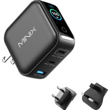 Minix Mınıx 100W USB C Şarj Cihazı, Akıllı Ekran ve Dokunmatik Kontrollü 3 Bağlantı Noktalı Gan Şarj Cihazı, MacBook Pro, iPhone 17/16 Serisi, Samsung Galaxy, Pixel, Dizüstü Bilgisayar ve Daha Fazlası Için