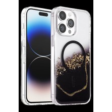 Drop Tedarik Onegif Apple Iphone 15 Pro Max Lotus Simli Magsafe Kapak - Siyah