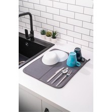Solingen Gri Bulaşık Kurutma Matı | 45X36 Cm, Kaymaz Tabanlı Su Emici Mikrofiber Mat