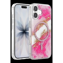 Drop Tedarik Onegif Apple Iphone 17 Lotus Simli Magsafe Kapak - Pembe