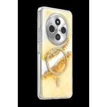 Drop Tedarik Onegif Xiaomi Redmi 14C Lotus Simli Magsafe Kapak - Gümüş
