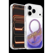 Drop Tedarik Onegif Apple Iphone 17 Pro Lotus Simli Magsafe Kapak - Mor
