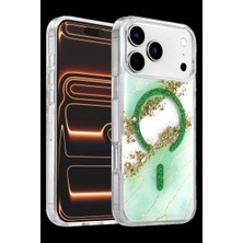 Drop Tedarik Onegif Apple Iphone 17 Pro Max Lotus Simli Magsafe Kapak - Yeşil