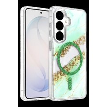 Drop Tedarik Onegif Samsung Galaxy S26 Lotus Simli Magsafe Kapak - Yeşil