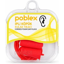 Poblex İpli Köpük Kulak Tıkacı Kırmızı 1 Çift