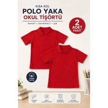 Bilge Trend 2 Adet Kız Erkek Çocuk Polo Yaka Kısa Kollu Okul T-Shirt , Lakost Tişört