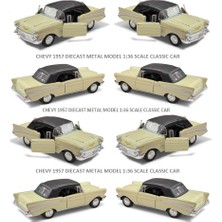 Oyuncak Sahili Chevrolet Chevy 1957 Klasık Model Metal Araba Orıgınal Diecast Araba Kapılar Açılır Çekbırak 12CM Krem