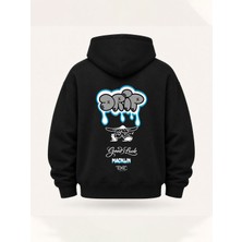 Macklin Oversize Drip Toxic Tasarım Baskılı Kapüşonlu Sweatshirt Hoodie