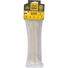 TeknoKapsül Beyaz Deri Pres Kemik Köpek Ödülü 22 cm Large