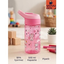 Globox Saygılıofis 3114 Desenli Matara 500 ml Sevimli Kediler