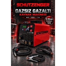 SCHUTZENGER 250 Amper Gazsız Gazaltı Kaynak Makinesi Mıg/mma/tıg – 3.25 mm Elektrot Yakabilen Profesyonel Kaynak Makinesi Kırmızı