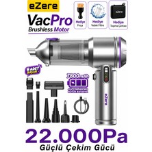 Ezere Vacpro 22000PA Güçlü Dijital Göstergeli Vakumlu Kablosuz Üflemeli Mini Araç İçi Süpürge