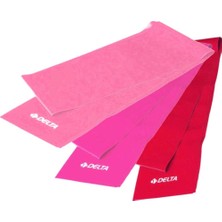Delta 3'lü Pilates Egzersiz Bandı 120 cm x 15 cm Açık Pembe Uç Kısmı Açık Direnç Lastiği
