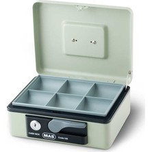 Mas Anahtarlı Orta Boy Gri Para Kasası Dayanıklı Metal Gövde 15x19.5x8 cm