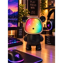 Kesene Renk Değiştiren Işıklı Animasyon Ayıcık Bluetooth USB Hoparlör kablosuz Robot gece Masa Lambası siyh
