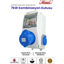 Mtsevcharger 7.4kw Monofaze Himel Kombinasyon Kutusu 3X32A Tesla Mavi Adaptör Uyumlu Kaçak Akım Röleli