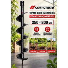 SCHUTZENGER Toprak Burgu Makinesi Ucu 250×800MM – Fidan, Ağaç ve Çit Direği Dikme Aparatı