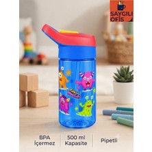 Globox Saygılıofis 3114 Desenli Matara 500 ml Sevimli Canavarlar