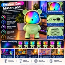 Kesene Renk Değiştiren Işıklı Animasyon Ayıcık Bluetooth USB Hoparlör kablosuz Robot gece Masa Lambası yeşl