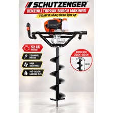 SCHUTZENGER Profesyonel Benzinli Toprak Burgu Makinesi – 2 Zamanlı, 20CM × 80CM Fidan ve Direk Dikme Makinesi Ağaç T-5