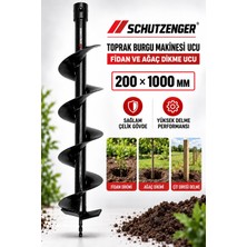 SCHUTZENGER Toprak Burgu Makinesi Ucu 200 × 1000 mm – Fidan, Ağaç ve Çit Direği Dikme Aparatı C1
