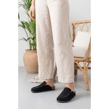 SBronze Siyah Unisex Loafer Ayakkabı Mantar Tabana Terlik