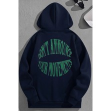 Kozz Style Unisex 3 Iplik Pamuklu Lacivert Dont Baskı Bol Kalıp Sweatshirt Hoodie
