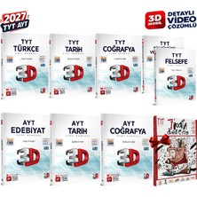 3D Yayınları 2027 Tyt-Ayt 3D Türkçe(Edebiyat)-Tarih-Coğrafya-Felsefe-Din Detaylı Video Çözümlü Soru Bankası Seti